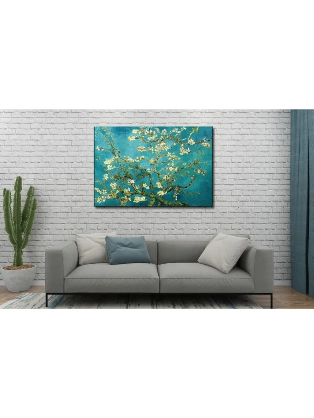 Large Floral Canvas Wall Art - Almond Blossom Modern Print for Home Decor 24x36